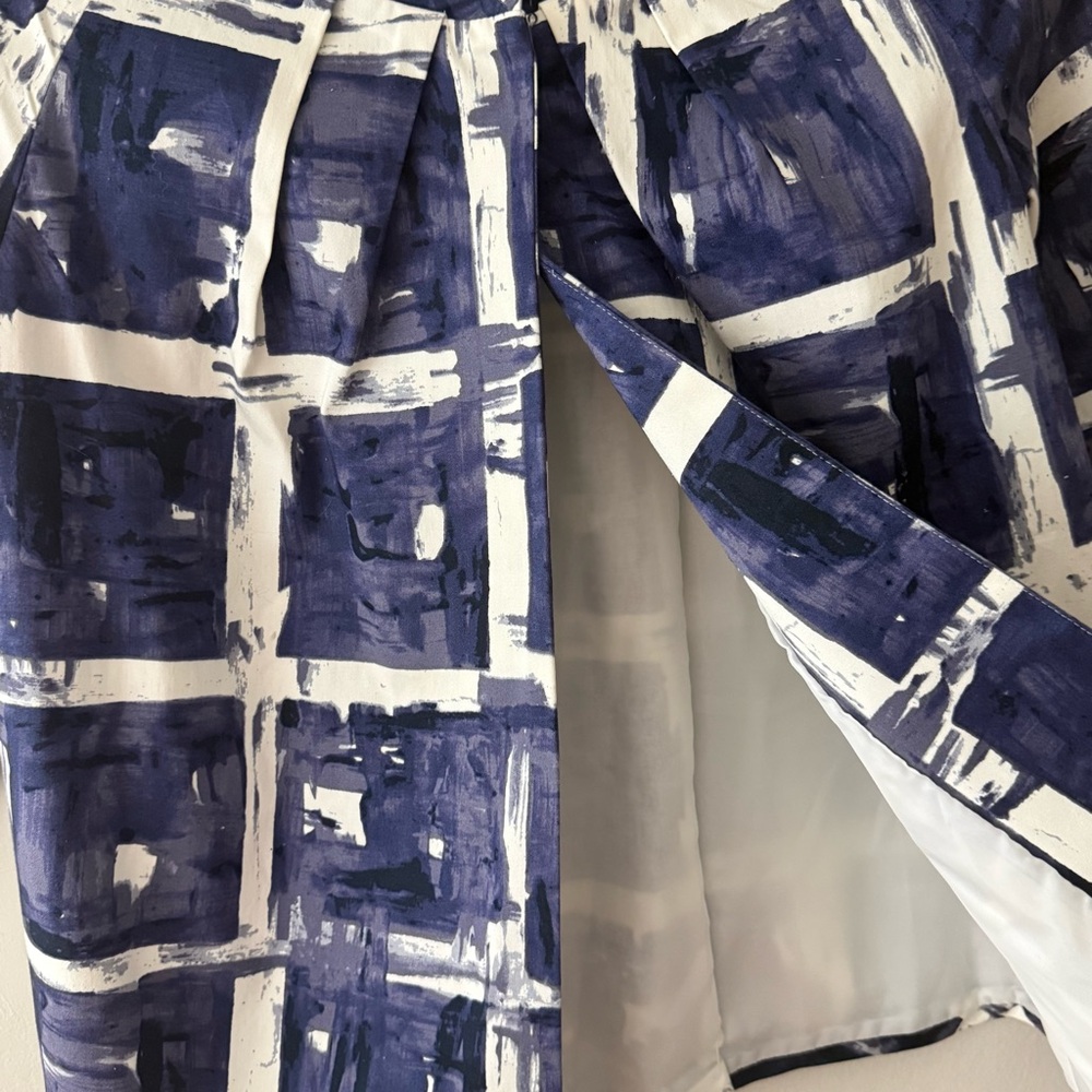 Simply Vera Wang Navy Abstract Print Blouse Lightweight Open Front Jacket Top - Picture 8 of 12